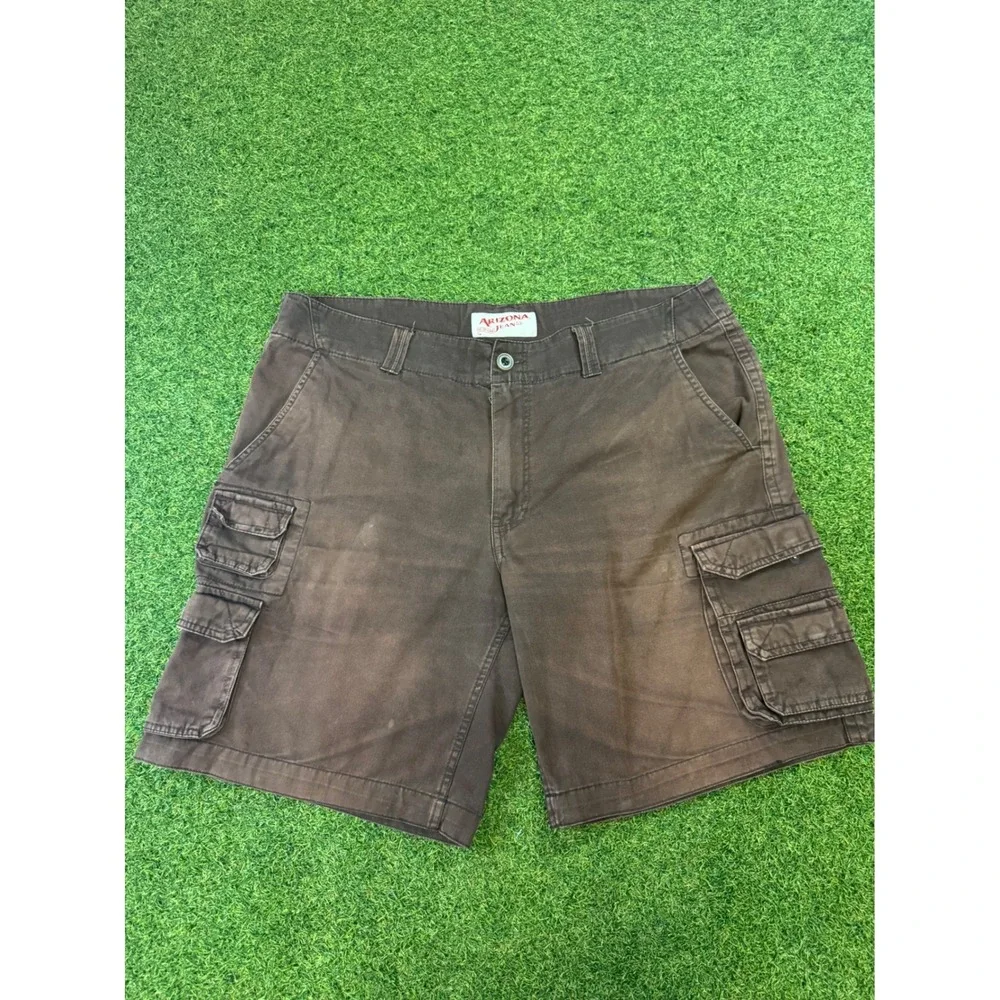 Arizona Jean Co Mens Brown Cargo‎ Shorts Size 38 Cotton Utility 10 Inch Inseam